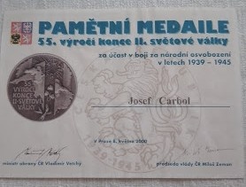 DEKRET A VÝROČNÍ MEDAILE 55. VÝROČÍ KONCE II. SVĚTOVÉ VÁLKY - 6
