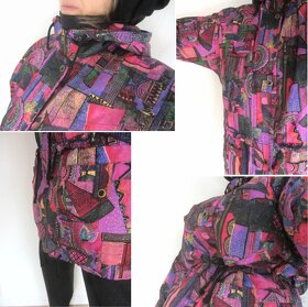 Vintage 80s teplá zimní bunda s barevným vzorem - 6