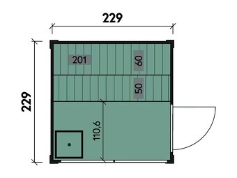 Finská izolovaná sauna SCANDI SLIM, 2,3x2,3 m - 6