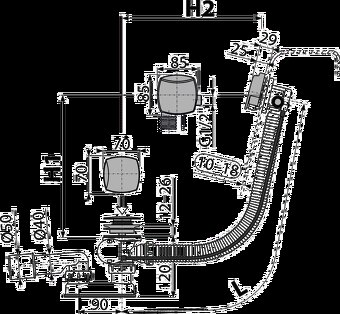 ALCAPLAST - Sifon vanový napouštěcí 60cm chrom/kov - 6