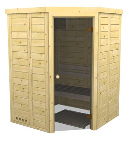 Interiérová panelová sauna s rohovými dveřmi - 6