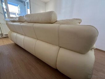 Kožená sedací souprava s taburetem krémová - 6