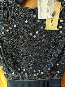 Flitrované plesové šaty s odhalenými zády vel. S - 6