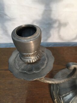 Velký cínový svícen 4 x punc. Krásný masivní cín. - 6