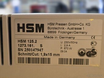 Skartovač HSM 125.2 / 1273.161.S Stupeň zabezpečení P4 - 6