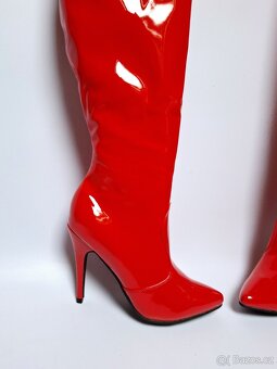 Sexy lakované kozačky nad kolena - 6