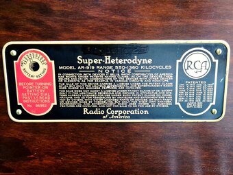 Velké starožitné rádio RCA, Super-Heterodyne, rok 1925 - 6