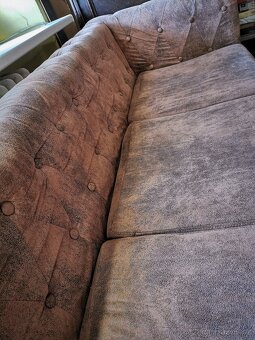 Chesterfield sedačka 3místná umělá kůže hnědá - 6