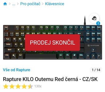 Herní mechanická klávesnice Rapture KILO (Red Spínače) - 6