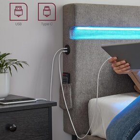 Nová postel s LED osvětlením a roštem - 6