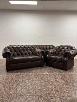 CHESTERFIELD ŠTÝL,KOŽENÁ 3+2+1,TMAVO-HNEDÁ - 6