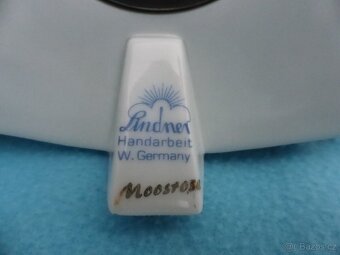 Porcelánový budík Lindner Německo, zlacené - 6