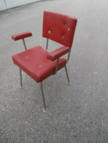 Židle kovová čalouněná koženkou stará RETRO za 300 kč - 6