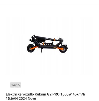 Prodám elektro koloběžku kukirin G2 PRO - 6