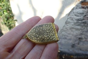 Starožitné škapulíře, sklo a kov, růženec - 6