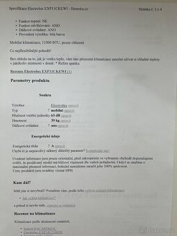 Prodám Mobilní Klimatizaci Elektrolux - 6