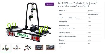 Nosič na 2 elektrokola – upevnění na tažné zařízení (použitý - 6