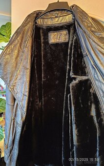 Pánský dlouhý černý kožený kabát styl křivák, hodně velký - 6