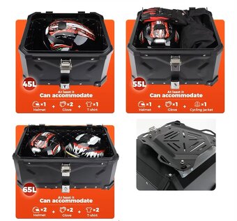 Zadní motokufr TopCase 55L hliníkový černý - 6