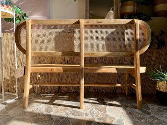 Ratanová lavice, mangové dřevo, rustikální boho venkovní poh - 6