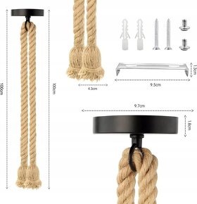 Stropní závěsné svítidlo z jutového lana - 6