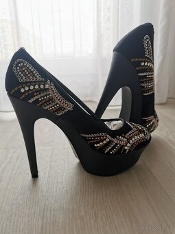 Dámské černé lodičky s kamínky - Vel. 37-38 - 6
