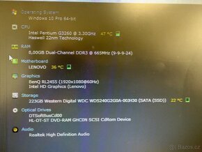 Prodám PC LENOVO THINKCENTRE E73 8GB RAM DDR3, 220GB SSD - 6