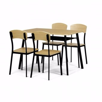 Jídelní set stul + 4 x židle dekor dub - 6