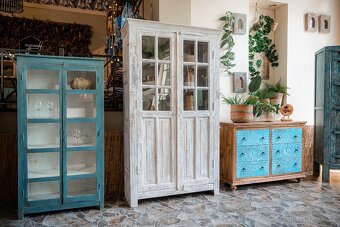 Vitrína stará knihovna vitrína sklo bufet vintage retro - 6