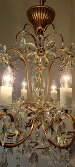 Starožitný křišťálový lustr, lustřík, osvětlení - 6