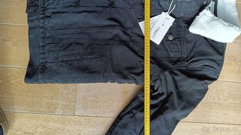Jeansová vyteplená černá bunda XL - 6