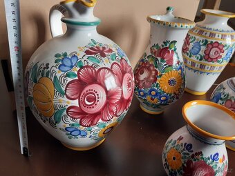 Set pálený z hlíny-džbán, vázy...ručně malovaný - 6