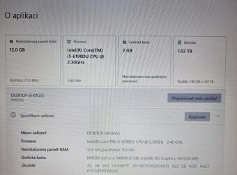 Notebook Asus - 1000 GB HDD + 112 GB SSD, Icore 5, RAM 12 GB - 6