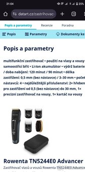 Zastřihovač vlasů Rowenta TN5244E0 Advancer černý Nevhodný d - 6