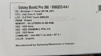 ZÁRUKA Samsung Galaxy Book2 Pro 360 15.6" AMOLED i5 8GB 256 - 6