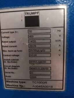 Vysekávací lis TRUMPF TruMatic 1000 R, použitý, z roku 2006. - 6