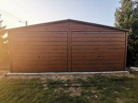 Plechová garáž 6x5, dvougaráž, dekor dřeva, Zahradní domek - 6