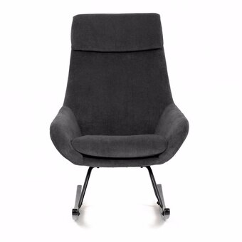 Křeslo houpací, potah žlutá, šedá manšestrová látka - 6