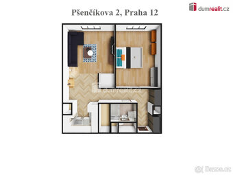 Světlý byt 2+kk, 43 m2 +2,5 m2 sklep, 8.patro, OV, panel po - 6