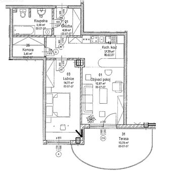 Pronájem bytu 2+kk s terasou – Olomouc, ul. Na Tabulovém vrc - 6