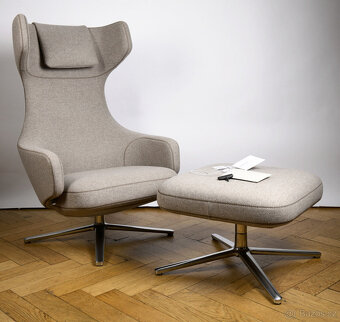 Křeslo Vitra Grand Repos & Ottoman Cozy 2 z leštěného hliník - 6