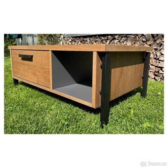 Konferenční stolek Morala – masivní dub, kov - 6