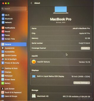 MacBook Pro 16" (2021) – M1 Pro / 32GB RAM / 1TB SSD - 6