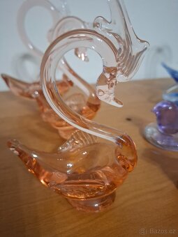 Hutní sklo labutě a ptáčci - 6