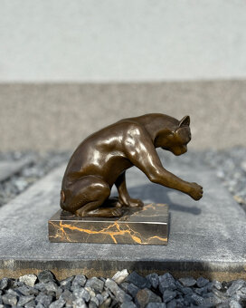 Bronzová socha Kočka hrající si luxusní dekorace dárek - 6