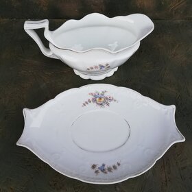 Porcelánový vintage omáčník s podtáckem. Macešky. - 6