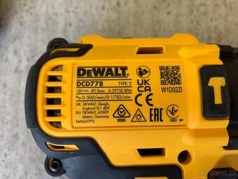 Aku DeWalt DCD778 + nabíječka + baterie + kufr - 6