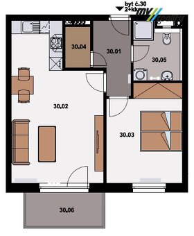 Lysá nad Labem, pronájem 2+kk, 56m2 s balkónem 5,2 m2. - 6