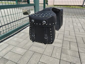 Kožený moto kufr na motorku Chopper se zámkem, boční brašny - 6
