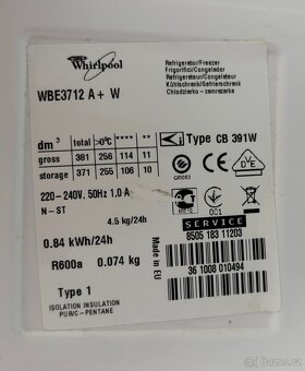 Lednice s mrazákem Whirlpool WBE3712 A+ W - 6